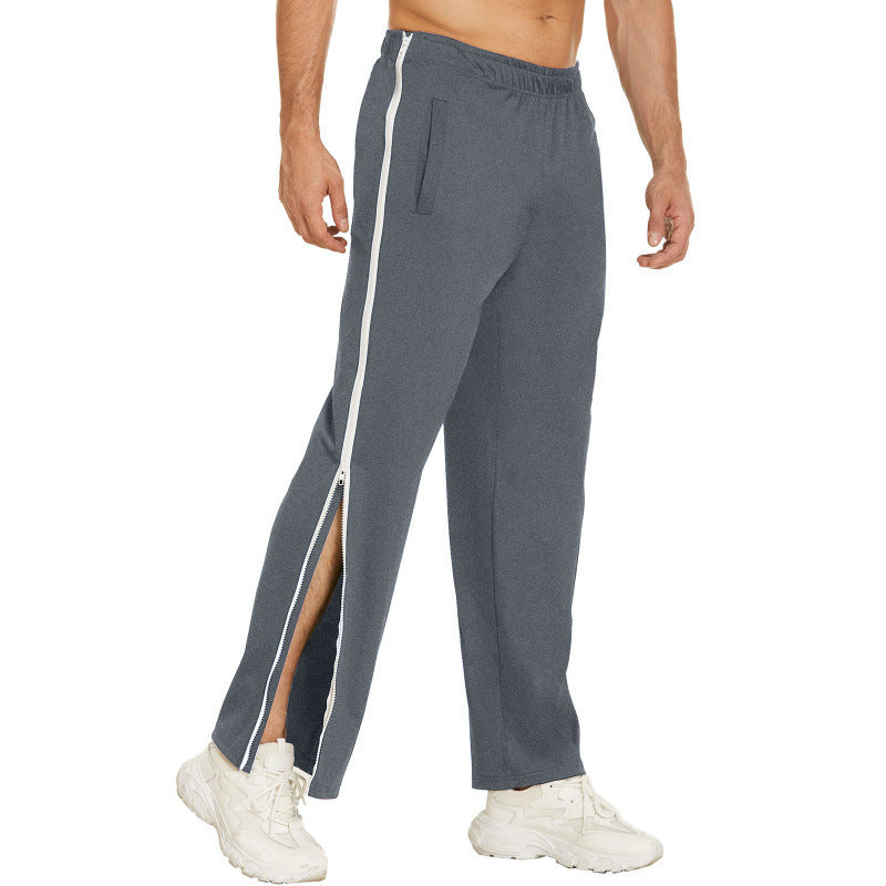 Men Trendy Zip Tearaway Basketball Sweatpants Loose Sports Men Gym From House Dark gray 2XL