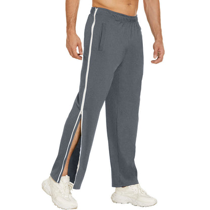 Men Trendy Zip Tearaway Basketball Sweatpants Loose Sports Men Gym From House Dark gray 2XL