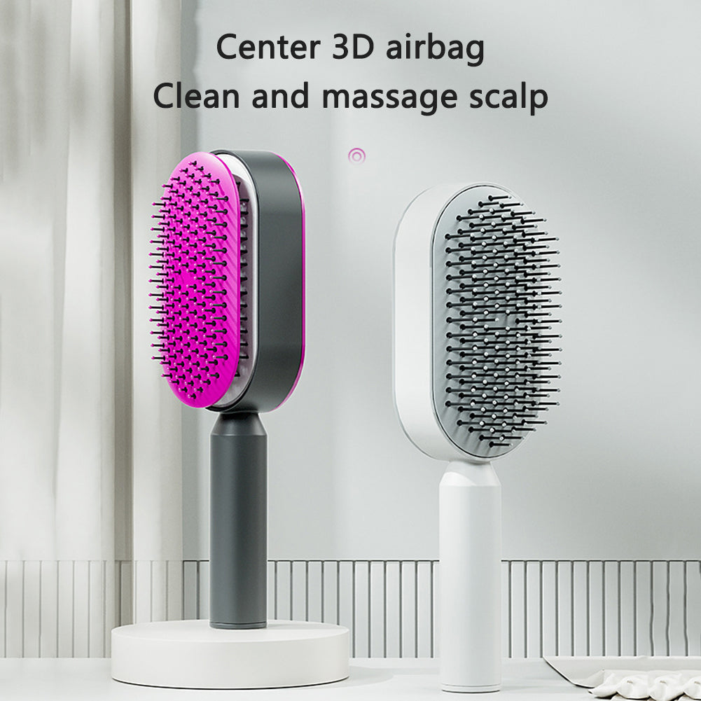 Self Cleaning Hair Brush For Women One-key Cleaning Hair Loss Airbag Massage Scalp Comb Anti-Static Hairbrush Beauty DealSniper.net
