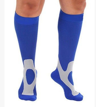 Compressed sports socks running basketball football socks Men dealsniper-net Blue L XL