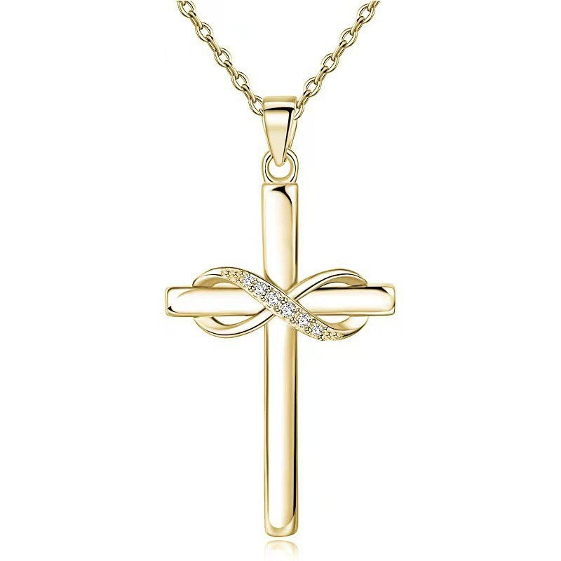 Cross With Infinity Sign Pendant Necklace For Women Jewelry dealsniper-net 3056 Gold