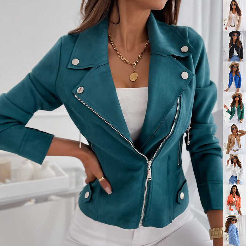 Zip-up Lapel Jacket With Pockets Ins Fashion Long Sleeve Women Gym From House