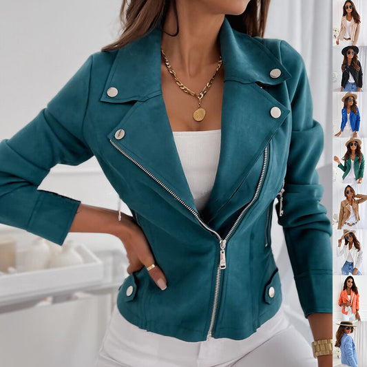 Zip-up Lapel Jacket With Pockets Ins Fashion Long Sleeve Women Gym From House