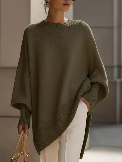 Thick Round Neck Women's Loose All-matching Knitted Pullover Sweater Women Gym From House Dark Green 2XL