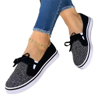 Lace-up Canvas Flat Shoes Women White Flats Sneakers Women dealsniper-net