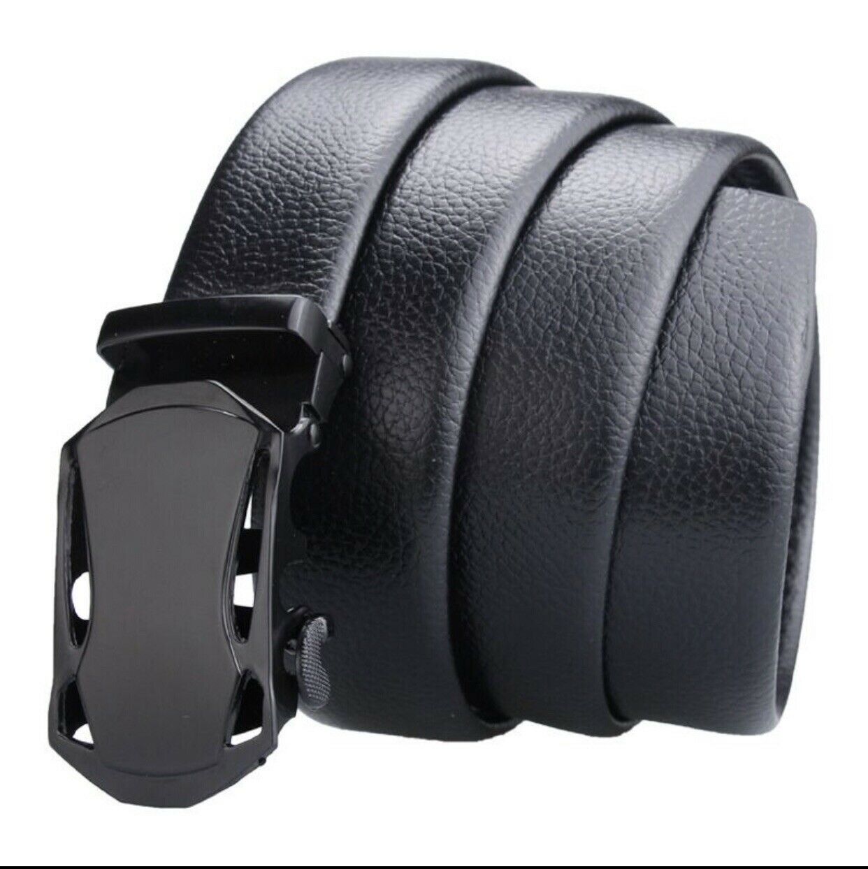 Microfiber Leather Ratchet Belt Adjustable Automatic Buckle Black Belts For Men Men dealsniper-net