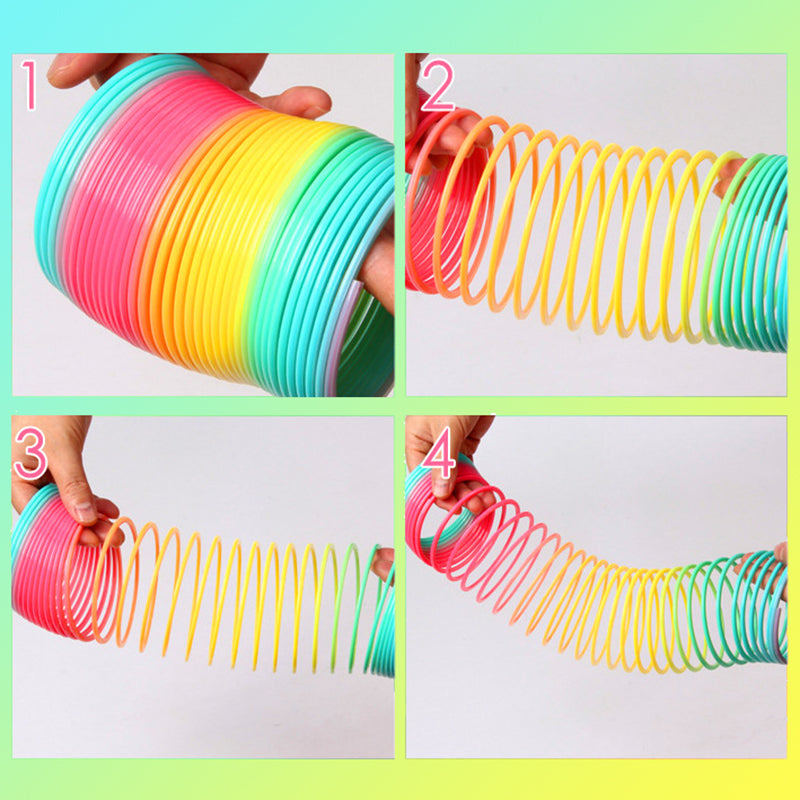 Rainbow Spring Coil Toys Plastic Folding Spring Coil Sports Game Child Funny Fashion Educational Creative Toys Gift For Children Kids dealsniper-net