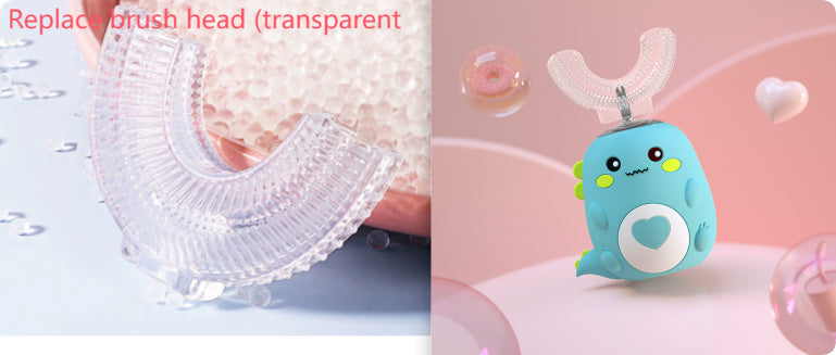 Children'S Electric Toothbrush Food Grade Silicone Oral Kids null Little Dinosaur Green set 2to6 Years Old