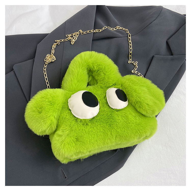 Cute Cartoon Big Eyes Dog Plush Bags For Women Women Gym From House Fruit Green