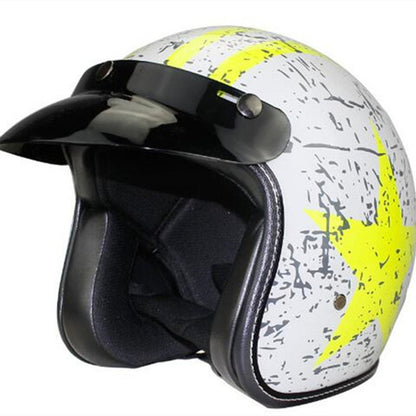 Retro Men's And Women's All-season Electric Vehicle Helmet Vehicle dealsniper-net White yellow 2XL