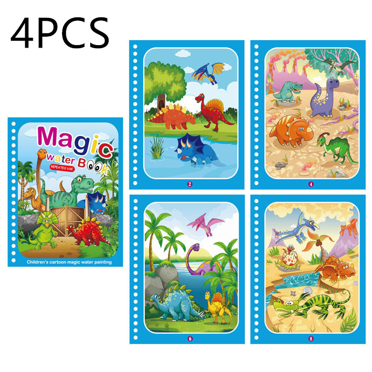 Children's Creative Magic Water Painting Book Kids dealsniper-net 4pcs New Dinosaur World