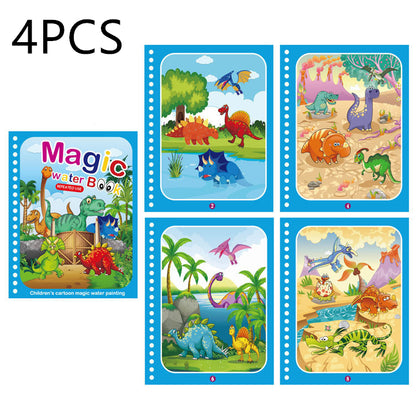 Children's Creative Magic Water Painting Book Kids dealsniper-net 4pcs New Dinosaur World