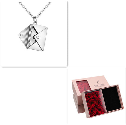 Fashion Jewelry Envelop Necklace Women Lover Letter Jewelry dealsniper-net Silver with box