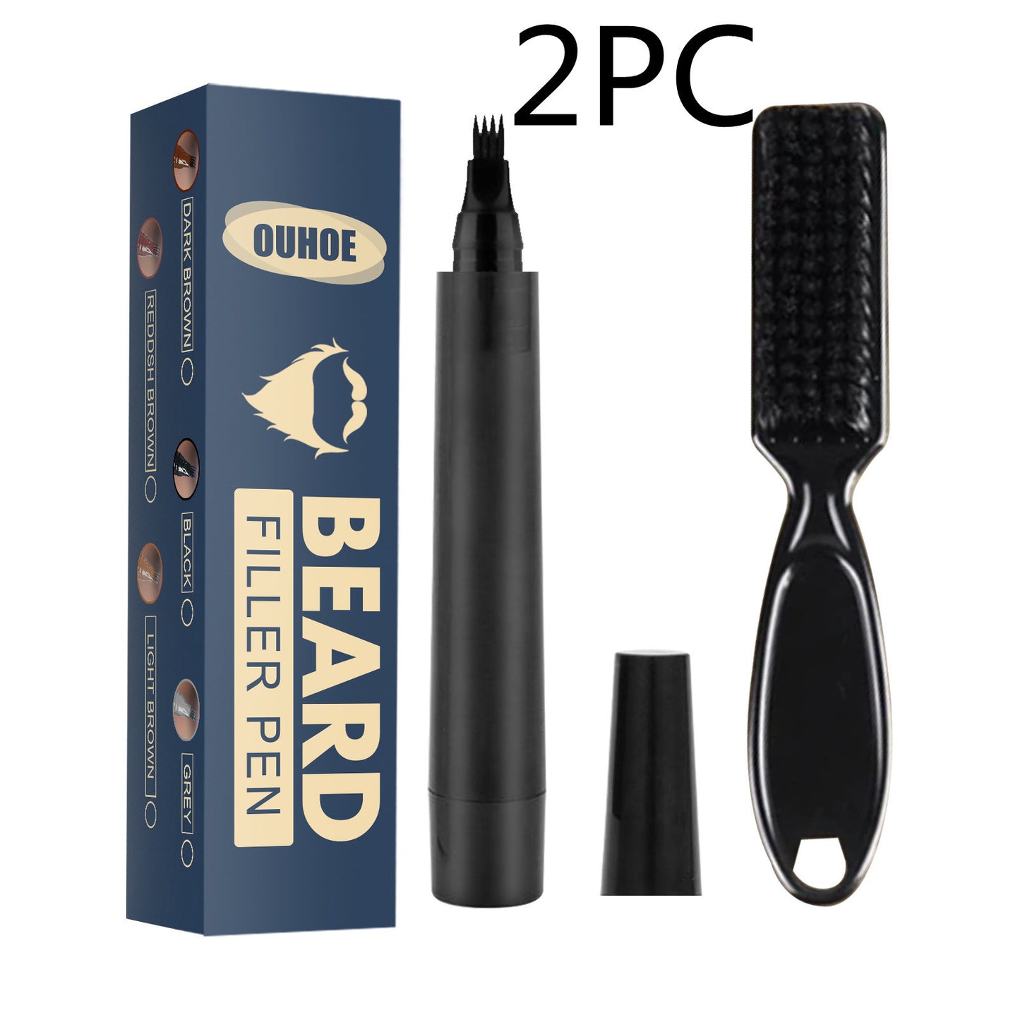 Beard Pencil Filler Beard Filling Pen Kit Barber Pencil With Brush Men dealsniper-net 2PC Black