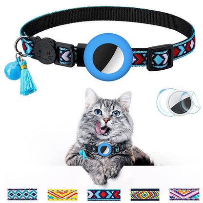 Pet Collar Geometric Pattern Cat With Bell Pets dealsniper-net Blue