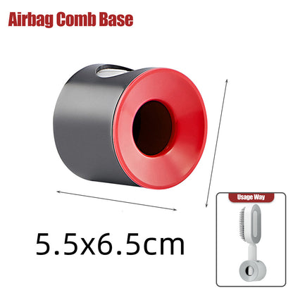 Self Cleaning Hair Brush For Women One-key Cleaning Hair Loss Airbag Massage Scalp Comb Anti-Static Hairbrush Beauty DealSniper.net Big red base