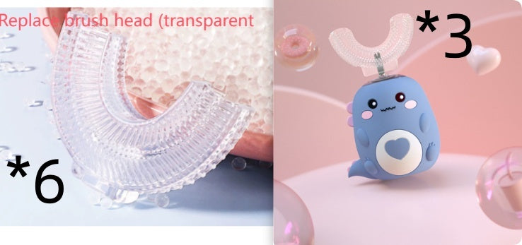 Children'S Electric Toothbrush Food Grade Silicone Oral Kids null Little Dinosaur Blue set1 2to6 Years Old