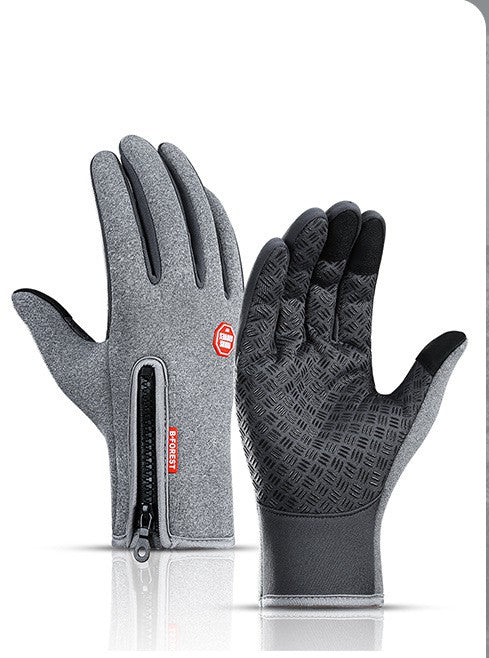 Winter Gloves Touch Screen Riding Motorcycle Sliding Waterproof Sports Gloves With Fleece Men dealsniper-net Grey L