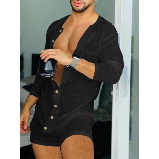 Pure Color Tight Jumpsuit New Homewear Men Gym From House Black L