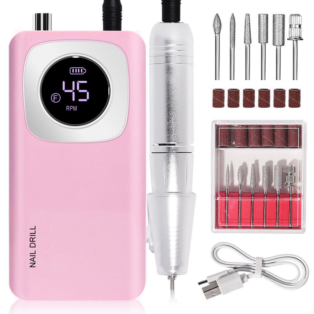 Rechargeable Electric Nail File Professional Efile Nail Drill Kit Beauty dealsniper-net Pink