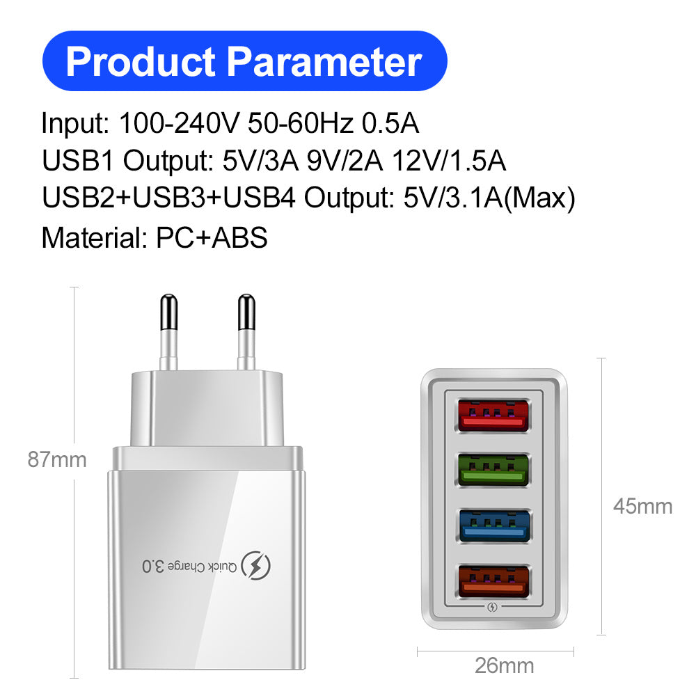 USB Charger Quick Charge 3.0 4 Phone Adapter Electronics DealSniper.net