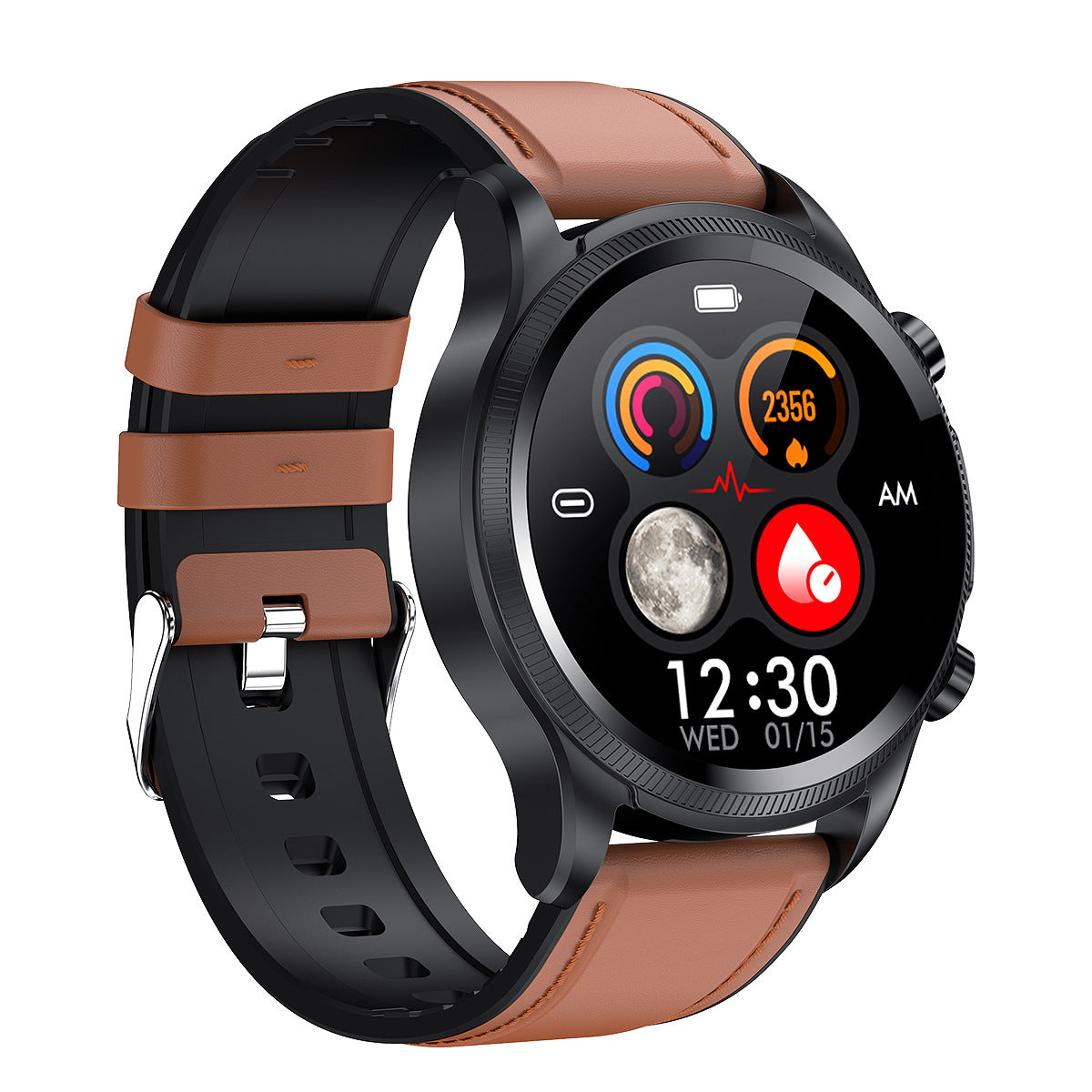 Oxygen ECG Temperature Blood Pressure Heart Rate Monitoring Laser Smart Watch Electronics DealSniper.net Brown E400