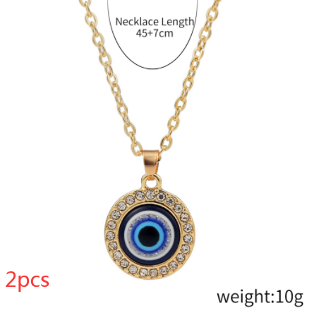 Diamond Demon Eye Necklace Female Jewelry dealsniper-net 7style 2PCS