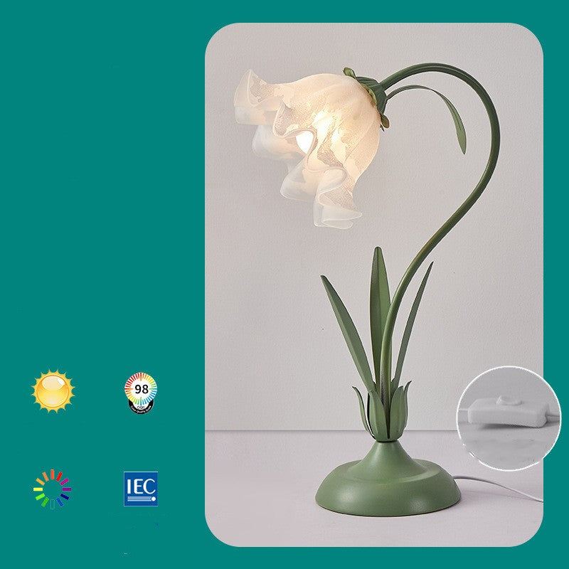 Bedside Flower Minimalist Creative Desk Lamp Home Decor Gym From House Green Light source free 220V US