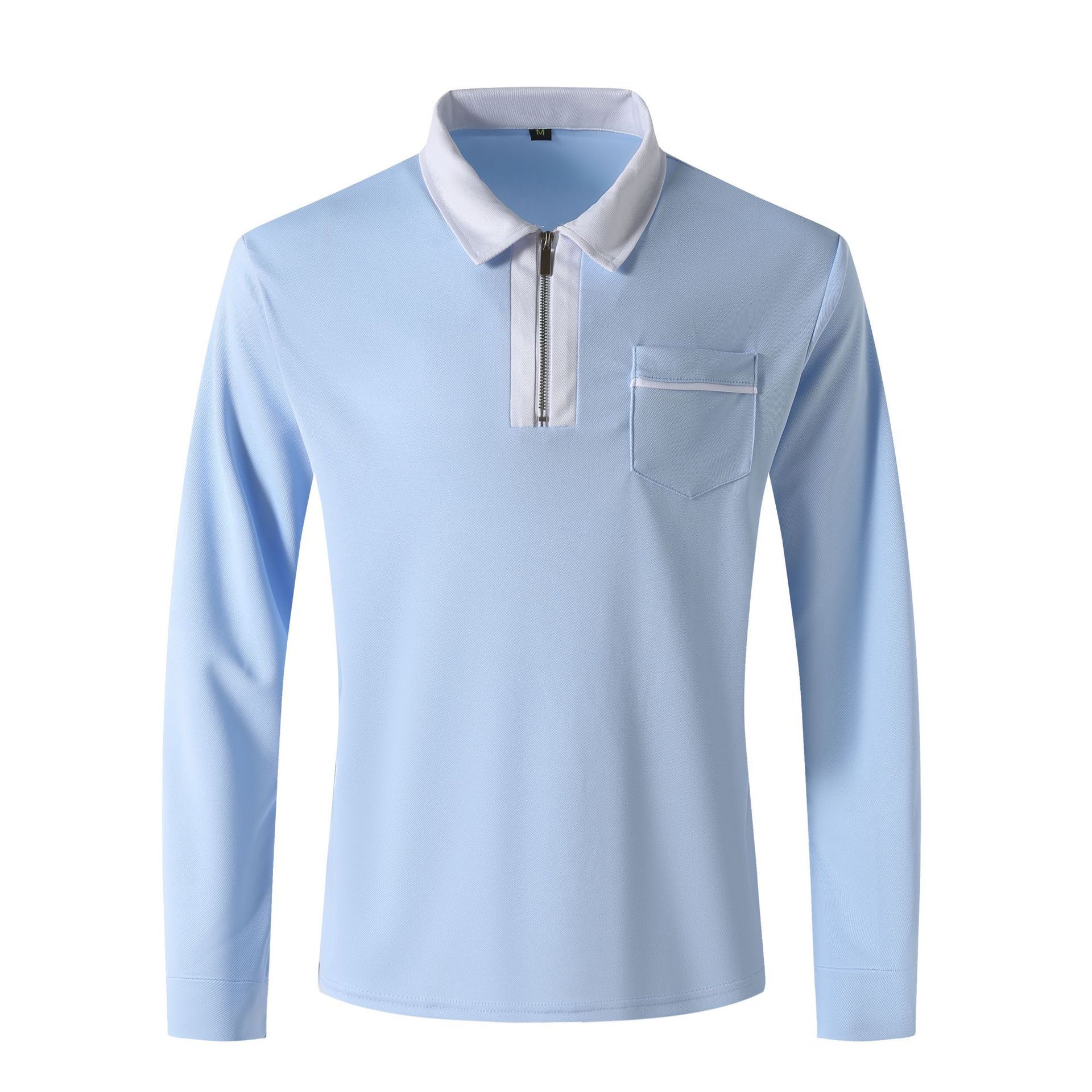Autumn Mens Long Sleeve Zipper Polo Shirts Casual Lapel Men DealSniper.net