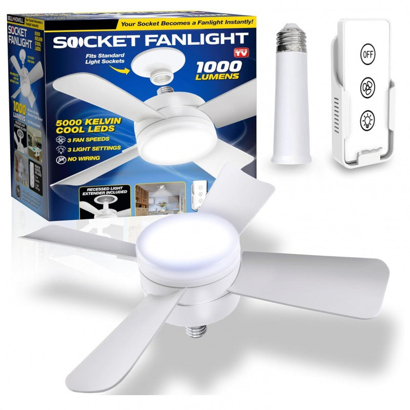 Socket Fan Light With Remote Adjustable Screw Mouth Intelligent House dealsniper-net White