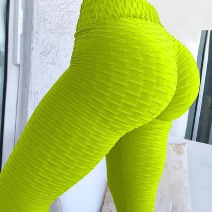 Booty Lifting Anti Cellulite Scrunch Leggings Without Pocket Women dealsniper-net Fluorescent green 2XL