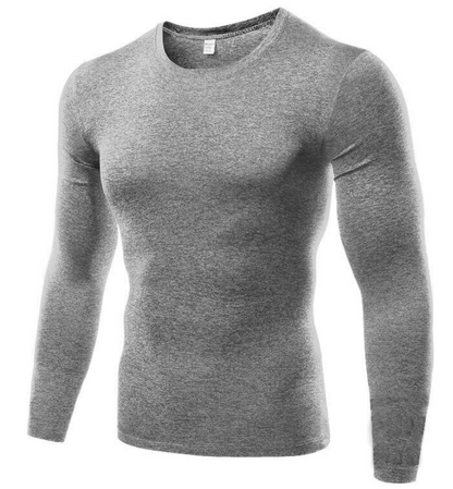 Men's Blank Long Sleeve Compression Top Men dealsniper-net Gray M