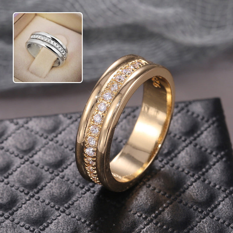Simple Golden Sliver Rhinestones Ring Fashion Jewelry Gym From House