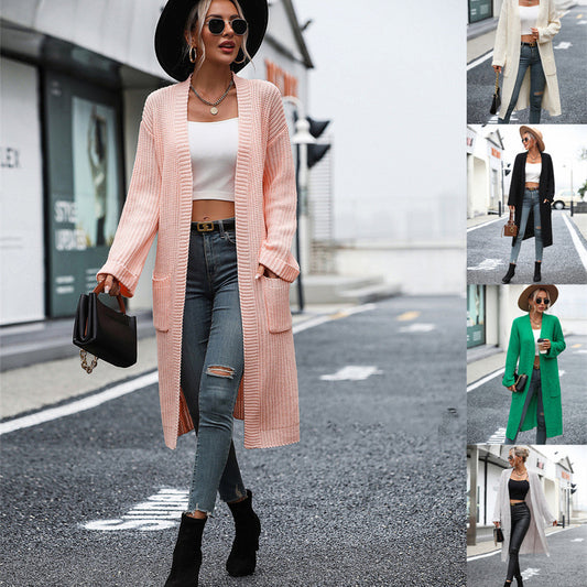New Women's Solid Color Knitwear Women's Coat Sweater Women Gym From House