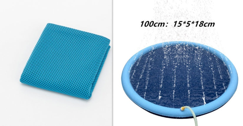 Non-Slip Splash Pad For Kids And Pet Dog Pool Summer Outdoor Pets dealsniper-net Blue set 100cm