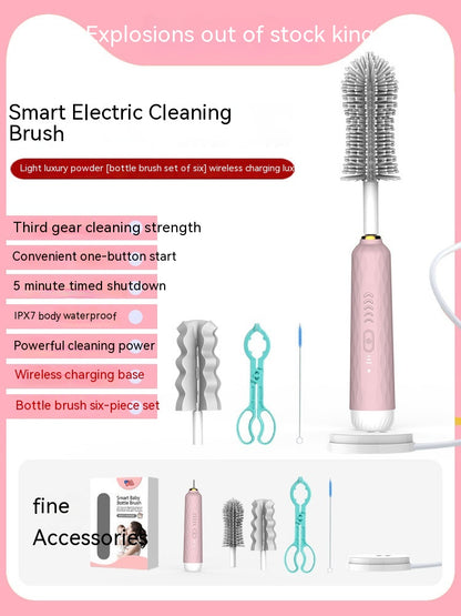 Electric Baby Bottle Brush Sponge Cup Kitchen dealsniper-net Powder Bottle Brush 6piece Set