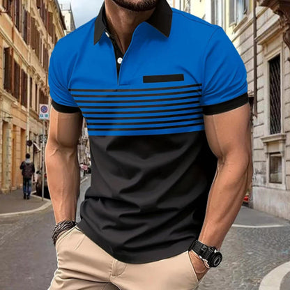 Casual Striped Shirt With Chest Pocket Men Clothing Men DealSniper.net Blue L