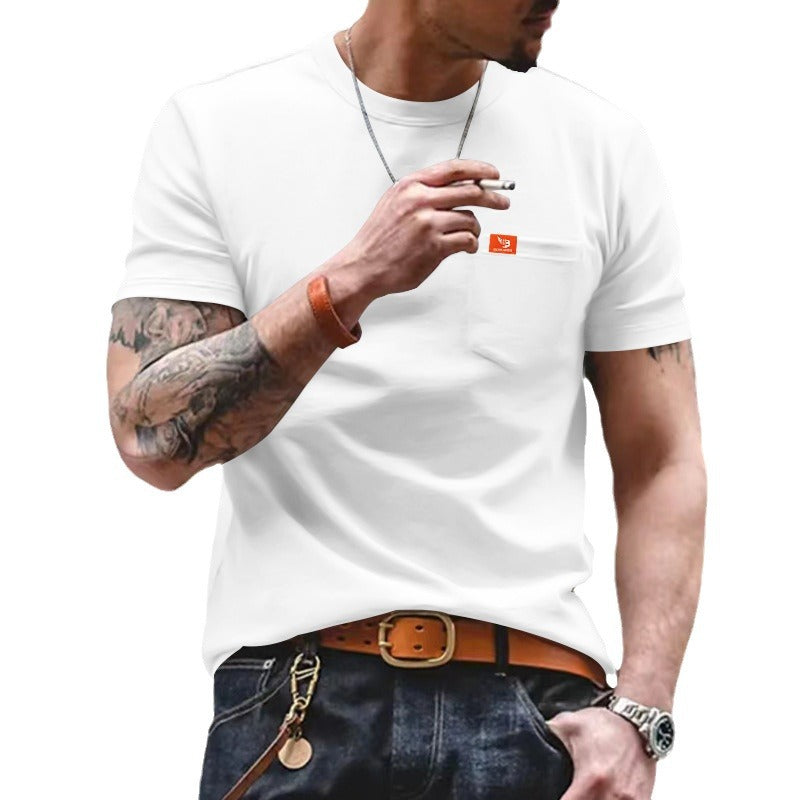 Plus Size Solid Color T-shirt Trendy Casual Short Sleeve Men Men Gym From House