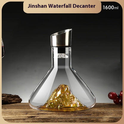 Hot-selling Iceberg Waterfall Wine Decanter Glass Wine Kitchen dealsniper-net Jinshan Double Layer