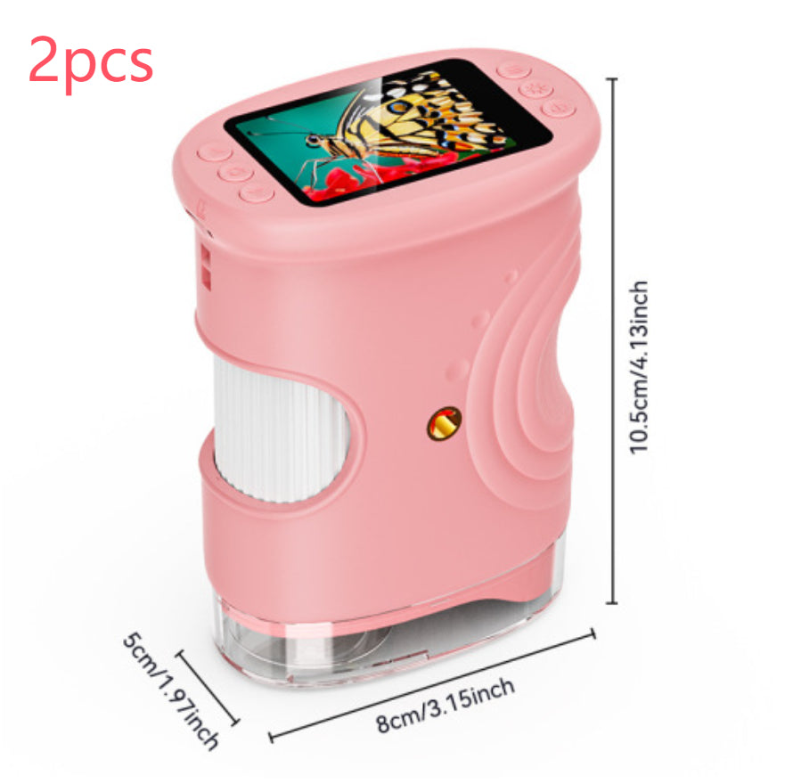 Outdoor Exploration Children's Handheld Digital Microscope Kids Gym From House 382 Pink 2pcs Monocular 100 Times
