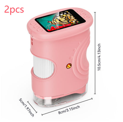 Outdoor Exploration Children's Handheld Digital Microscope Kids Gym From House 382 Pink 2pcs Monocular 100 Times