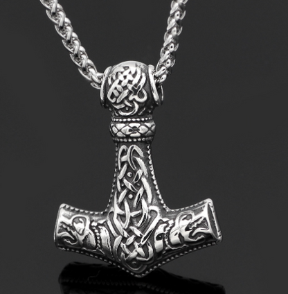 Asgard Crafted Circular Horn Rune Pendant Chain Jewelry dealsniper-net Fenrir Mjolnir