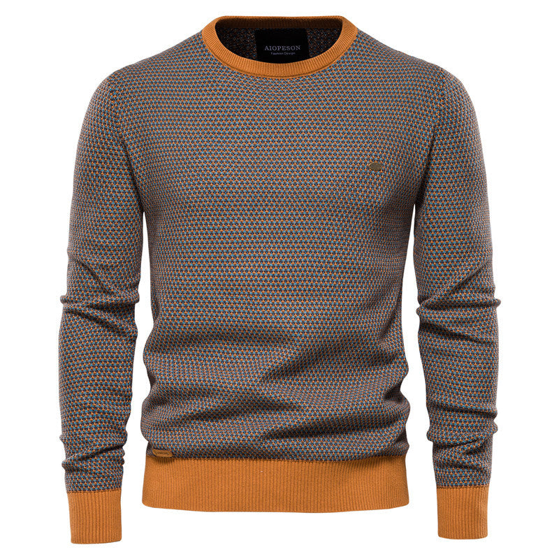 Casual Hit Color Men's European Size Shirt Trend Pullover