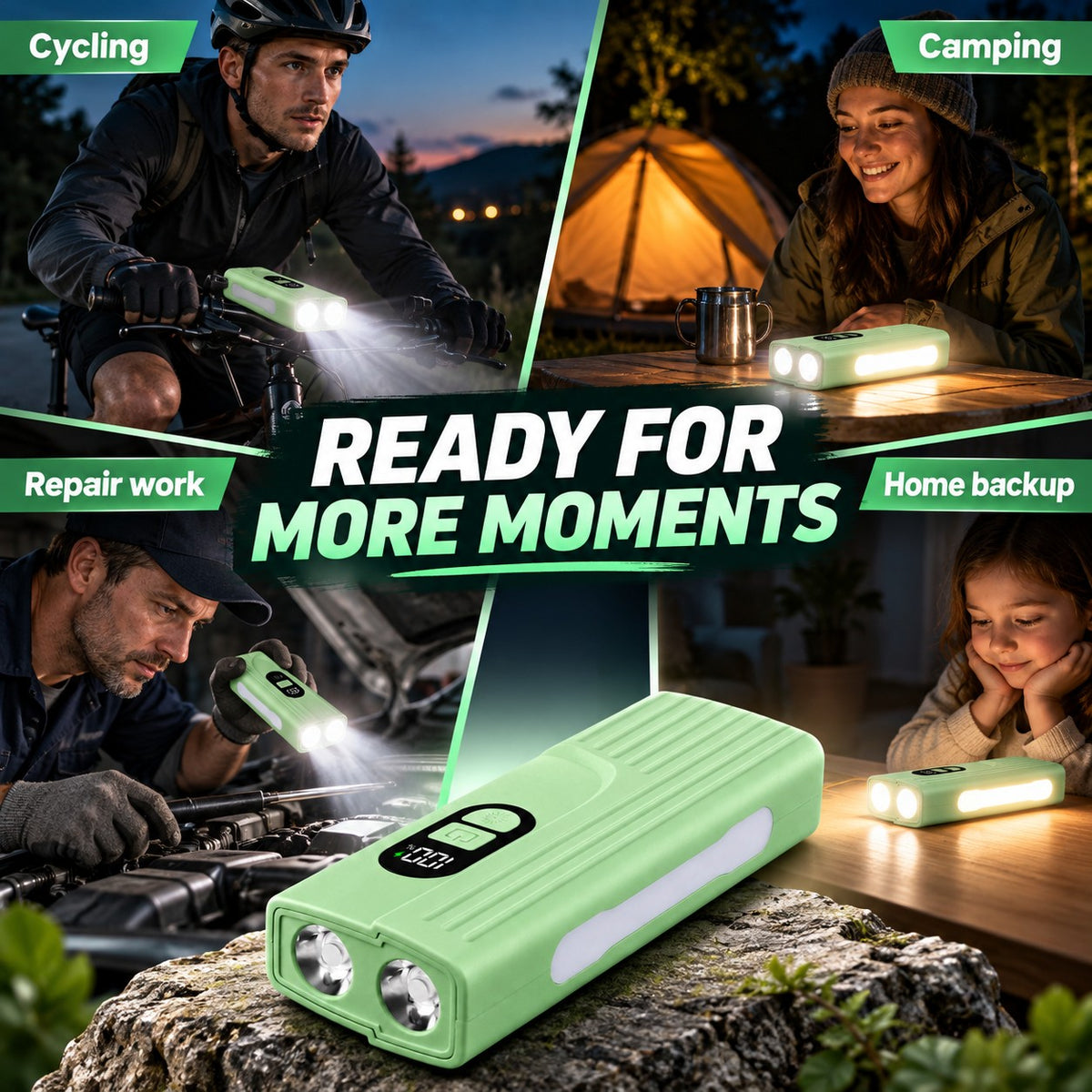 Rechargeable Z838 Green Portable Bicycle Flashlight Power Bank Outdoor DealSniper.net Z838GREEN