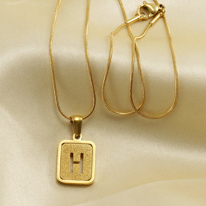 Alphabet Necklace 26 Letters Hollow Out Square 18K Necklace Fashion Jewelry Jewelry dealsniper-net