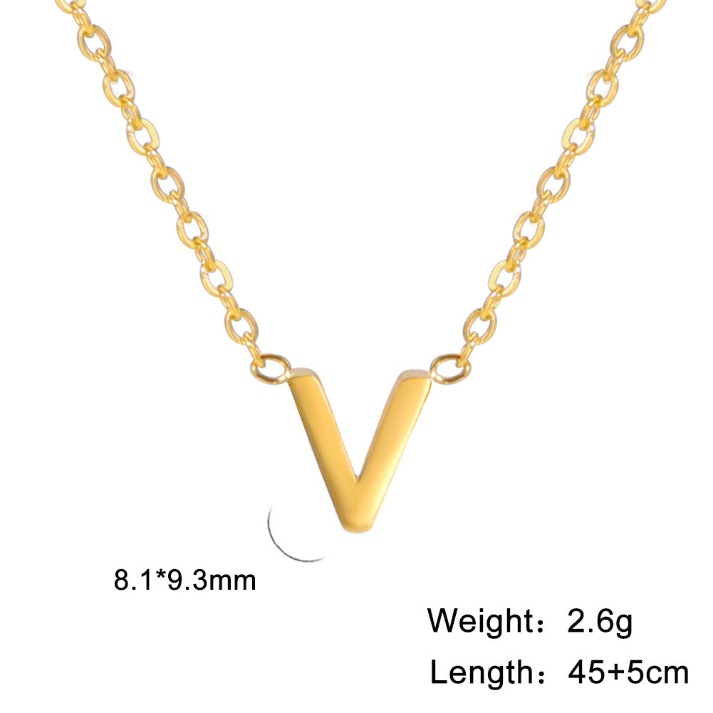 Fashion Alphabet Stainless Steel Necklace Jewelry dealsniper-net V