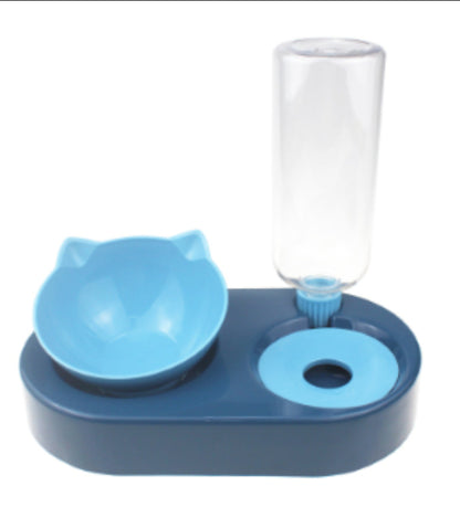 Two-in-One Pet Bowl Water Dispenser Automatic Water Bowl Pets Gym From House Blue