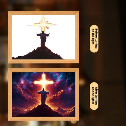 Jesus LED Light Painting Home Decoration Home Decor Gym From House Cross 5 8inch Rechargeable