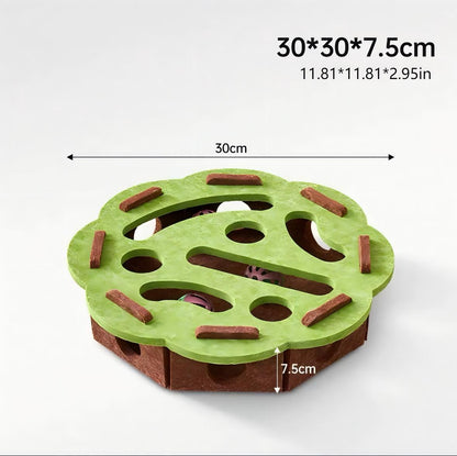 Interactive Cat Puzzle Toy With Maze Tunnel Bell Ball Pets dealsniper-net Circle Olive green