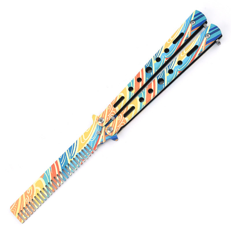 Unopened Blade 3D Butterfly Practice Knife Comb Men DealSniper.net Seven rainbow